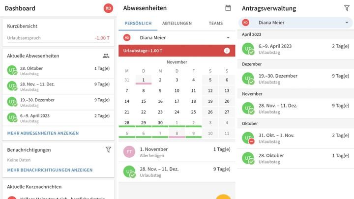 In der App können Sie Abwesenheiten unkompliziert managen