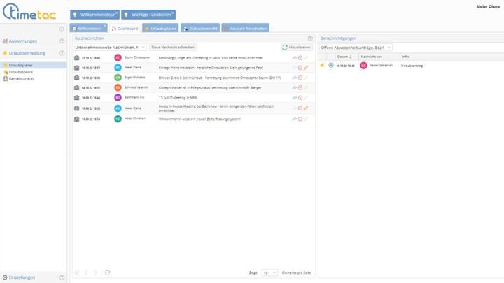 Offene Anträge sind unter anderem im Dashboard einsehbar