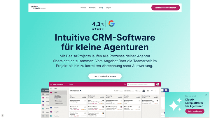 Deals&Projects ist stark im Vertrieb und Kundenmanagement