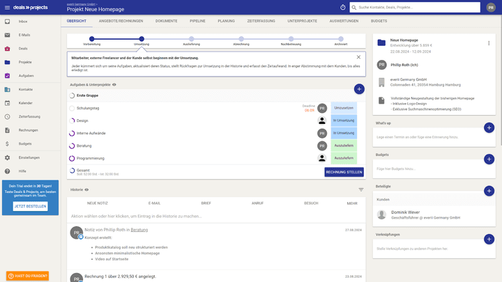 Mit der digitalen Projektmappe verwaltest du deine Projekte effektiv und übersichtlich