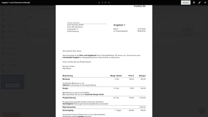 Angebote, Rechnungen und Belege erstellst du mit dem Editor in Bestzeit