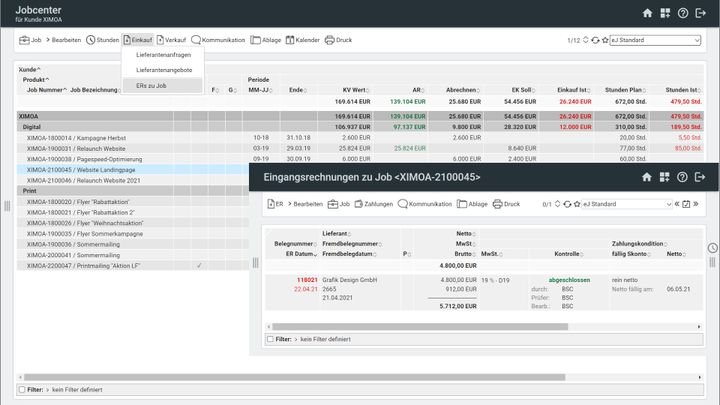 Erfassen Sie zügig Rechnungseinträge zu Ihren Jobs