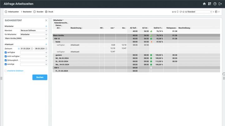 Für das Controlling stehen Ihnen in easyJOB diverse Möglichkeiten der Auswertung von Zeiten zur Verfügung