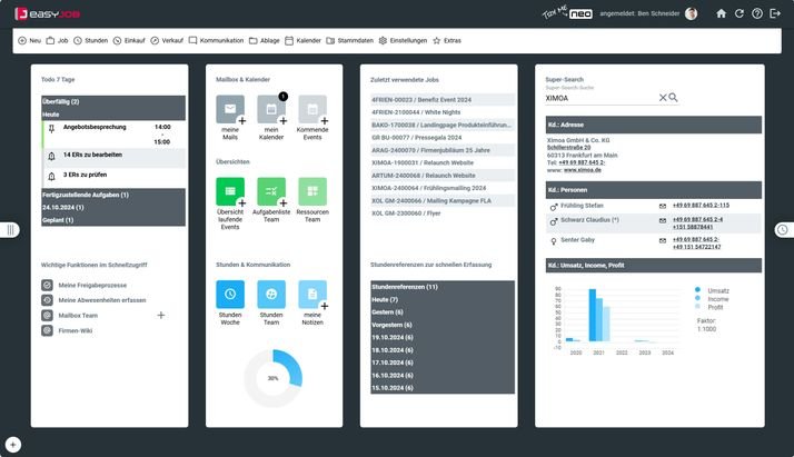 Erstellen Sie in easyJOB eine individuelle Startseite