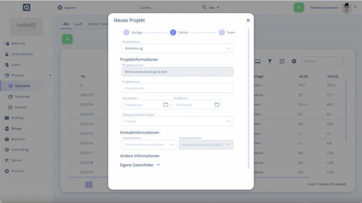 Nutzen sie Template-Projekte als Vorlagen