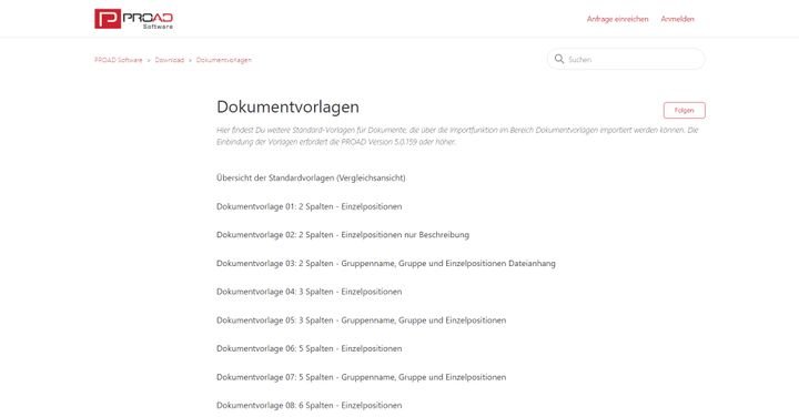 Laden Sie sich die vorkonfigurierten Vorlagen von PROAD herunter