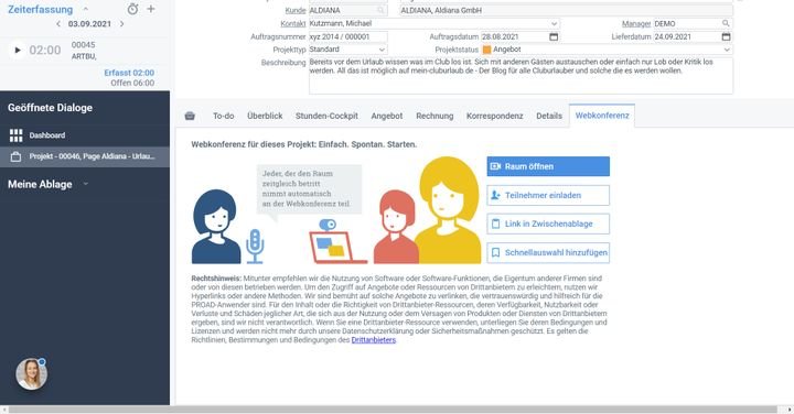 Klären Sie wichtige Fragen direkt per Webkonferenz mit Ihren Kolleg:innen