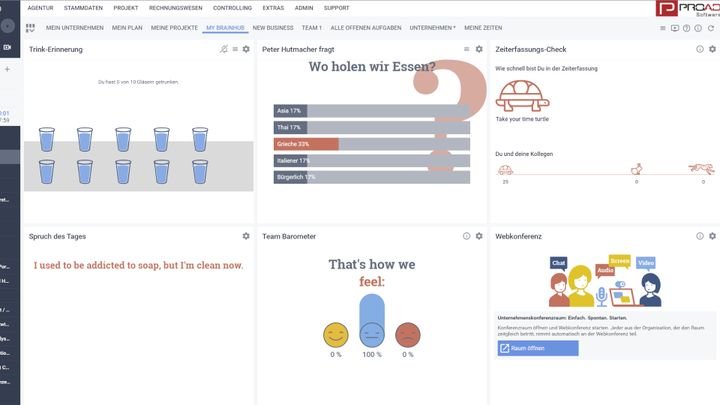 Mit den Features des “Brainhubs” soll die Arbeit in PROAD mehr Spaß machen und das Teamgefühl fördern