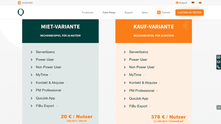 QuoJob ist als Miet- oder Kauflizenz erhältlich und bietet individuell zugeschnittene Lösungen
