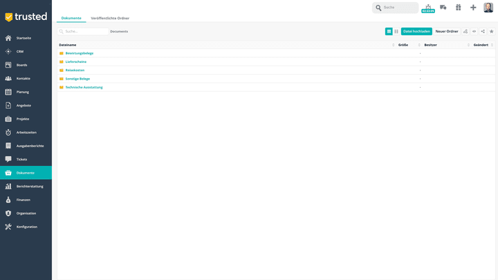Die Dokumentenablage lässt sich individuell anpassen und mit eigenen Ordnerstrukturen aufsetzen