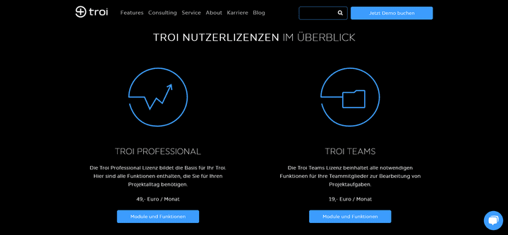 Die Tarifpakete von Troi