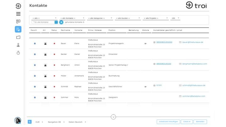 In der allgemeinen Kontaktverwaltung unterscheiden Sie Kontakte durch Labels und eigene Kategorien