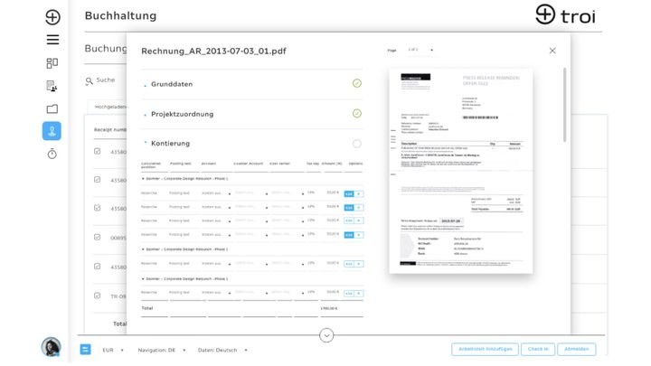 Führen Sie mit Troi Ihre Belegerfassung durch