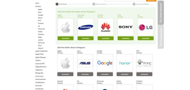 Wirkaufens kauft viele verschiedene Handymodelle an