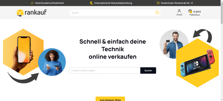 rankauf ist ein deutsches Ankaufportal für den Verkauf von Elektronikgeräten aller Art