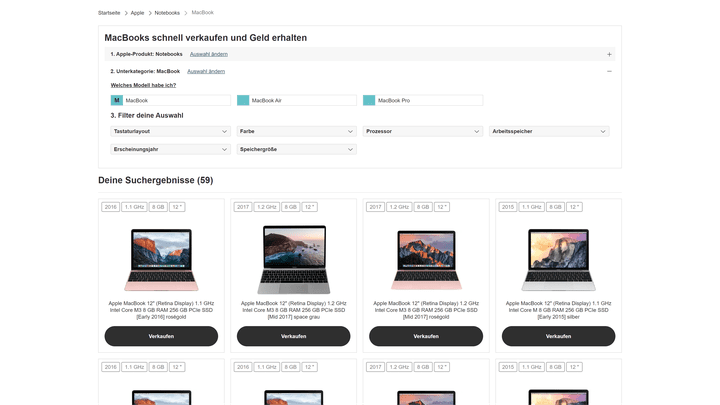 Die Filter bei reBuy sind vielfältig und sehr hilfreich