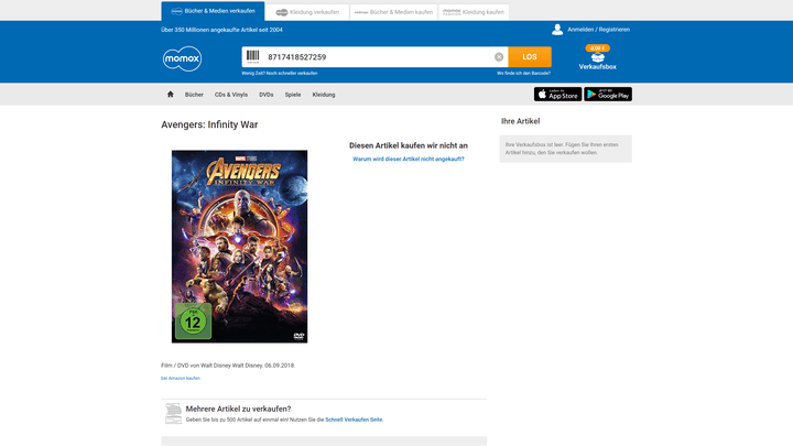 DVDs kauft momox in der Regel gar nicht mehr an
