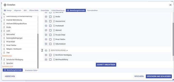 Das Bewerbungsformular für die Online-Bewerbung können Sie in BITE genau so gestalten, wie Sie wollen