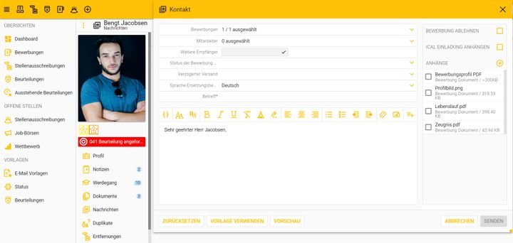 Die Kommunikation mit Ihren BewerberInnen läuft in BITE hauptsächlich per E-Mail ab