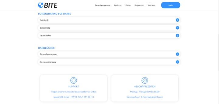 Kontakt zum BITE-Supportteam bekommen Sie per E-Mail oder Telefon-Hotline zu den üblichen Bürozeiten