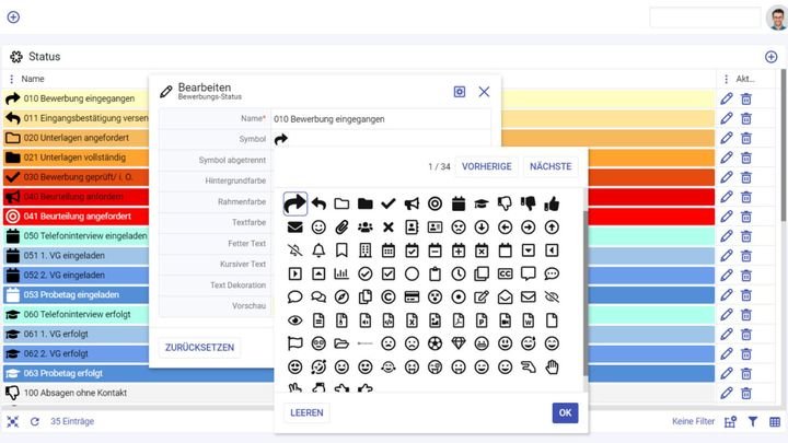 Selbst die Benutzeroberfläche ist mit Farben und Symbolen anpassbar