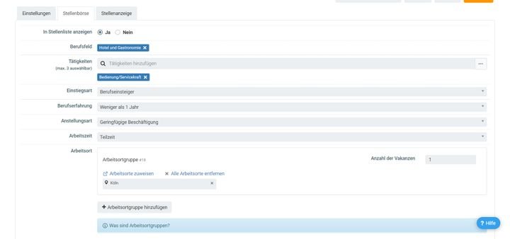 Mit concludis erstellen Sie schnell und einfach Stellenanzeigen für Ihre vakanten Jobs im übersichtlichen Editor