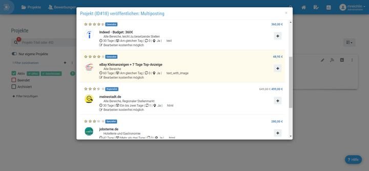 Mittels Multiposting streuen Sie Ihre Stellenanzeige potentiell auf über 450 Jobbörsen