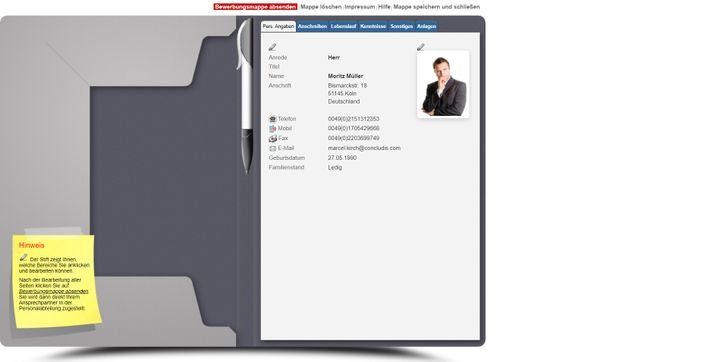 Eine Möglichkeit der Online-Bewerbung ist die ausführliche Online-Bewerbungsmappe