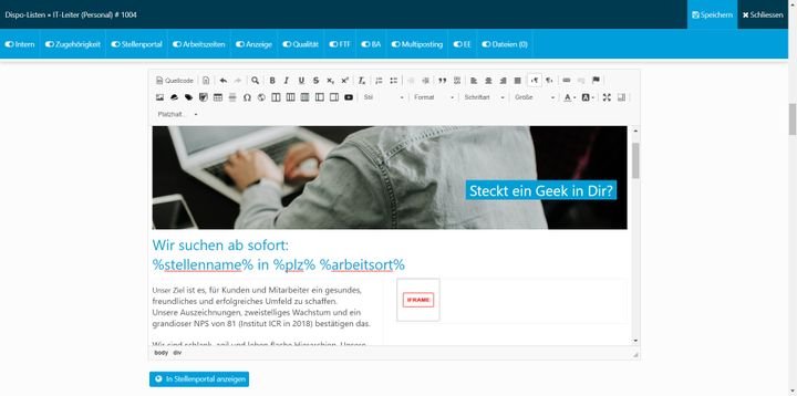 Gestalten Sie Ihre Ausschreibungen im einfachen Editor