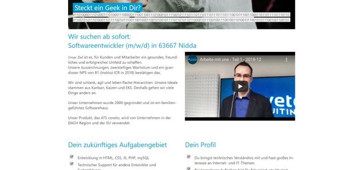 So könnte Ihre fertige Stellenanzeige mit coveto aussehen