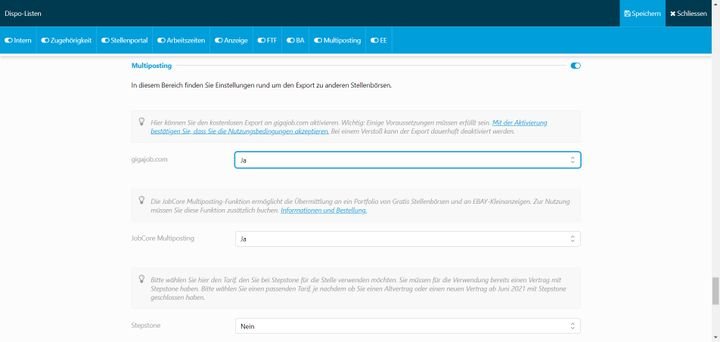 Während der Stellenausschreibung wählen Sie aus verschiedenen Multiposting-Möglichkeiten