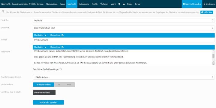 Kommunizieren Sie mit Ihren Kandidat:innen per Mail mithilfe von individuellen E-Mail-Vorlagen