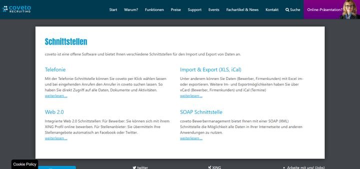 coveto verfügt über eine Auswahl von Schnittstellen