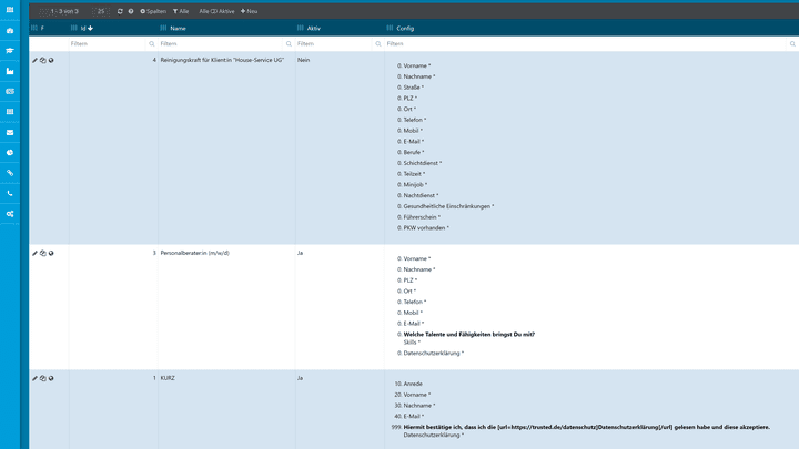 Erstellen Sie Formular-Vorlagen für unterschiedliche Vakanzen