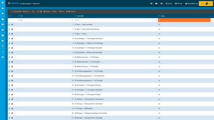 Im Test war der Recruiting-Prozess bereits vordefiniert