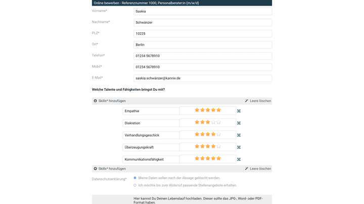 Das Online-Formular benötigt nur wenige Angaben