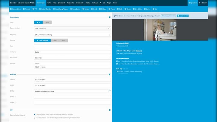 Es gibt kaum eine Information, die Sie nicht im Bewerberprofil hinterlegen können