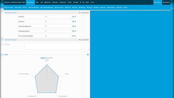 Bereits im Bewerberprofil lässt sich erkennen, ob Bewerber:innen die nötigen Skills mitbringen