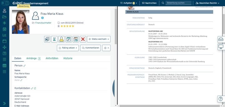 In den Bewerberprofilen finden Sie alle wichtigen Infos und Dokumente zu jedem Bewerber