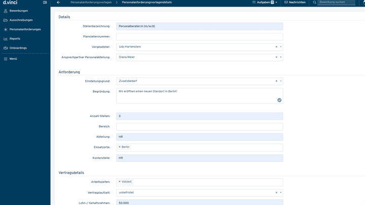 Das Personalanforderungs-Formular sollte so viele Angaben wie möglich enthalten