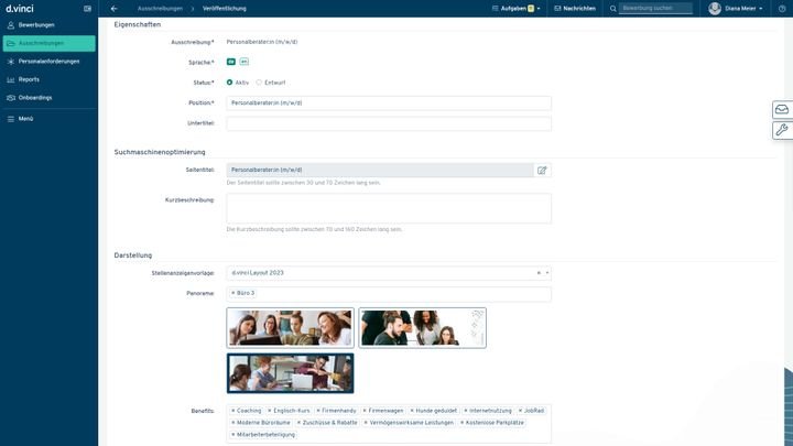 Auch die grafischen Elemente für das Bewerbungsportal sind anpassbar