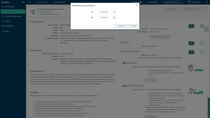 Terminieren Sie den Zeitraum der Veröffentlichung