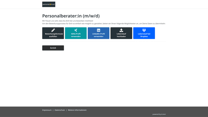 Bewerber und Bewerberinnen haben verschiedene Möglichkeiten über das Bewerbungsportal
