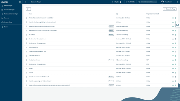 Fragen für das Bewerbungsformular legen Sie nur einmal an und individualisieren nach Bedarf
