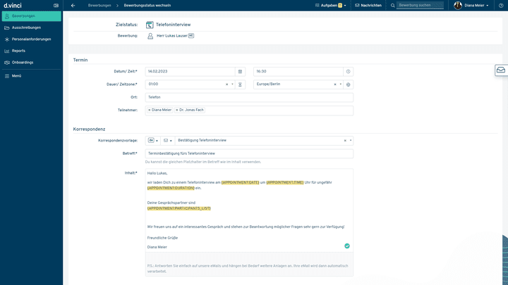 Planen Sie jede Form von Interview direkt aus der Software heraus