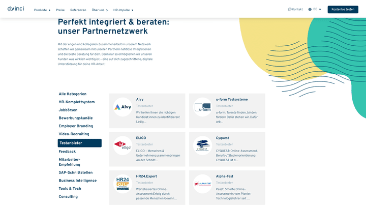 d.vinci stellt bereits einige Schnittstellen zu Online-Assessment-Anbietern bereit
