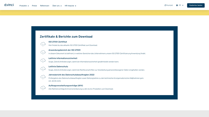 Datenschutz bei d.vinci