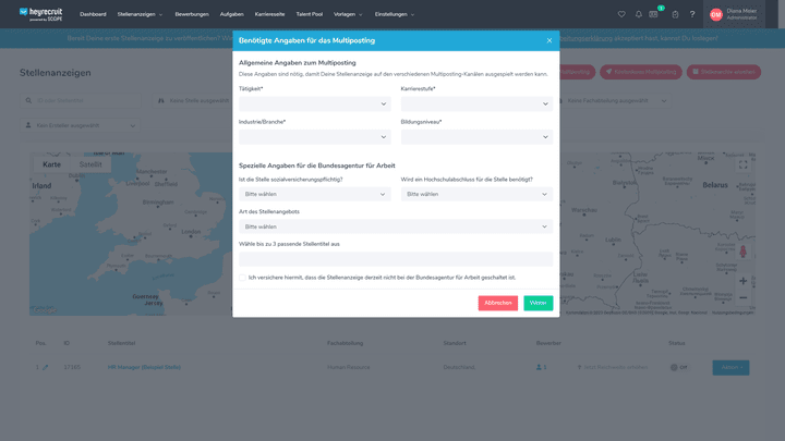 Auch das Multiposting-Formular ist dank der Auswahl-Menüs schnell ausgefüllt