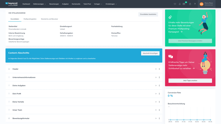 Die Reihenfolge der Abschnitte ist nur ein Vorschlag des Anbieters