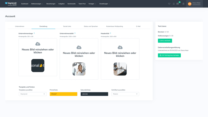 Farbeinstellungen sind nur in den Software-Konfigurationen möglich